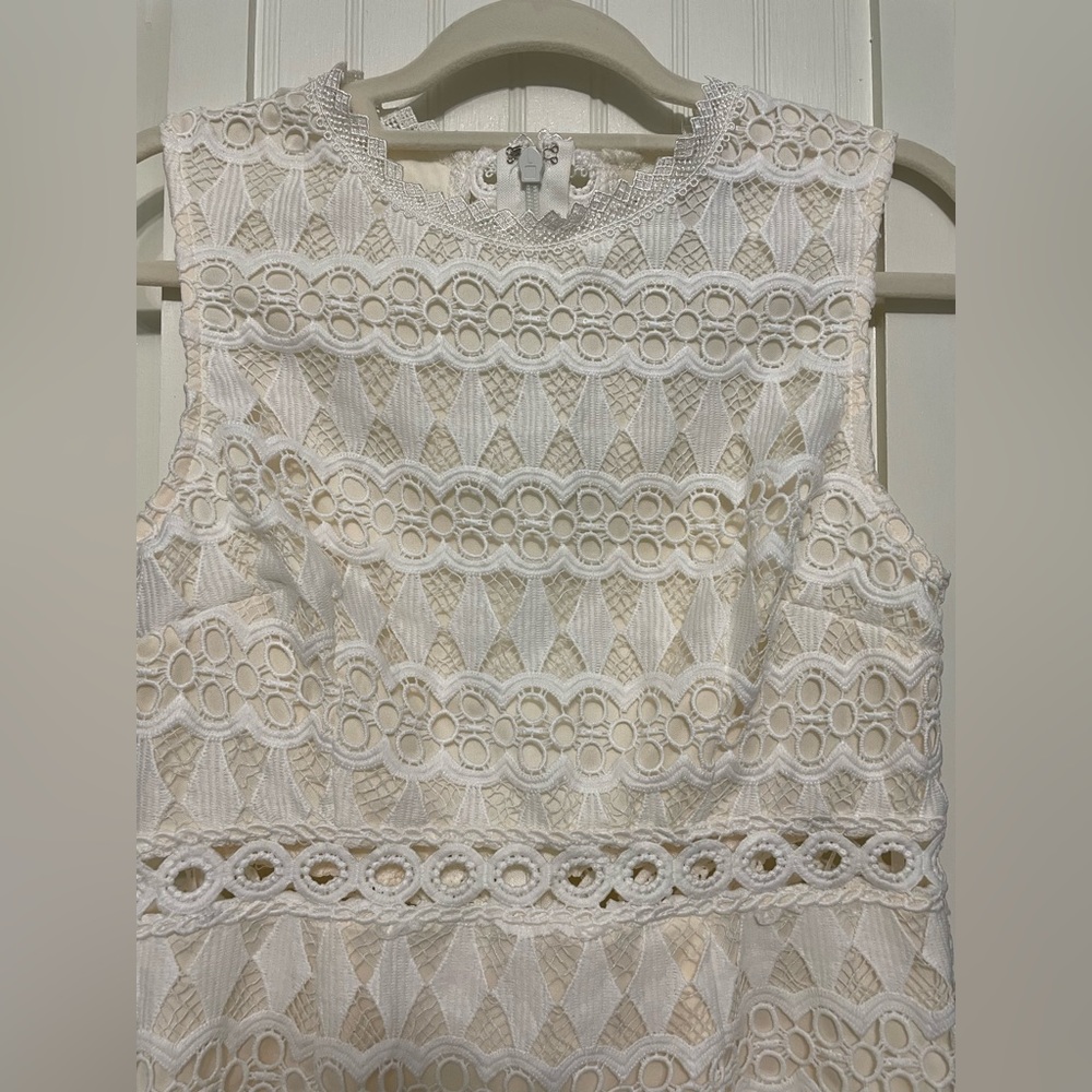 NWT Lulu’s White & Cream Crochet Sleeveless Dress, Size M, Bridal Shower Dress - Picture 5 of 11
